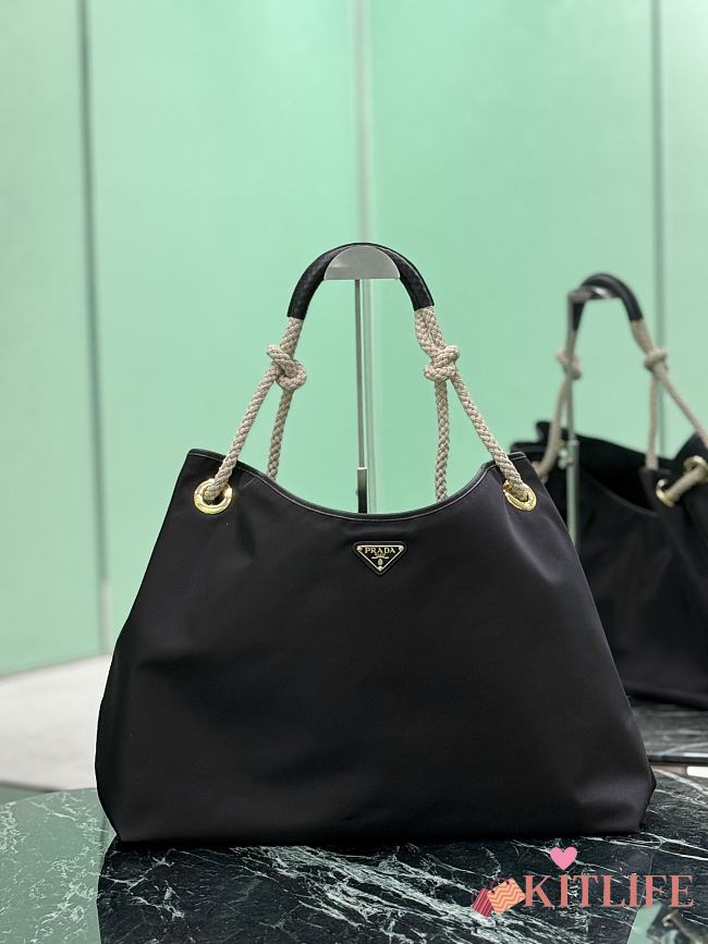 Kitlife Prada Mariner Large Re-Nylon Shoulder Bag Black 1BC244 48x39x14cm  - 1