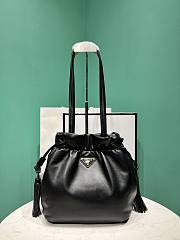 Kitlife Prada Nappa Drawstring Tote Bag Black 1BG541 24x25x11cm - 1