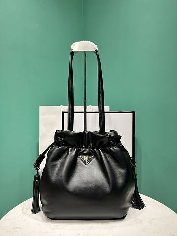 Kitlife Prada Nappa Drawstring Tote Bag Black 1BG541 24x25x11cm