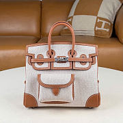 Kitlife Hermes Birkin 25 Cargo Ecru-Beige Toile H and Gold Swift Palladium Hardware - 1