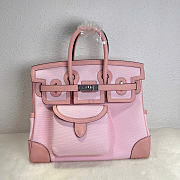 Kitlife Hermes Birkin 25 Cargo Pink Toile H and Gold Swift Palladium Hardware - 1