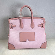 Kitlife Hermes Birkin 25 Cargo Pink Toile H and Gold Swift Palladium Hardware - 6
