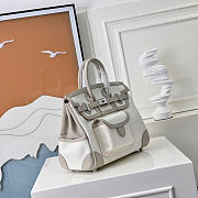 Kitlife Hermes Birkin 25 Cargo White & Grey Toile H and Gold Swift Palladium Hardware - 5