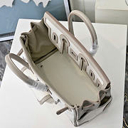 Kitlife Hermes Birkin 25 Cargo White & Grey Toile H and Gold Swift Palladium Hardware - 4