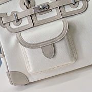 Kitlife Hermes Birkin 25 Cargo White & Grey Toile H and Gold Swift Palladium Hardware - 2