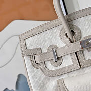 Kitlife Hermes Birkin 25 Cargo White & Grey Toile H and Gold Swift Palladium Hardware - 3