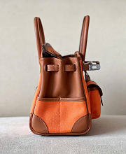 Kitlife Hermes Birkin 25 Cargo Orange Toile H and Gold Swift Palladium Hardware - 6