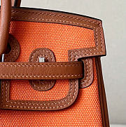 Kitlife Hermes Birkin 25 Cargo Orange Toile H and Gold Swift Palladium Hardware - 2