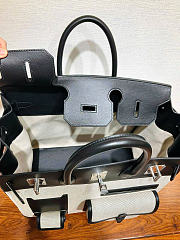 Kitlife Hermes Birkin Cargo HAC 40cm Black Swift Leather & Beige Canvas Patchwork Bag  - 5