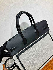 Kitlife Hermes Birkin Cargo HAC 40cm Black Swift Leather & Beige Canvas Patchwork Bag  - 2