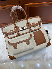 Kitlife Hermes Birkin Cargo 35 Gold Swift and Gold-Ecru Toile H Canvas Palladium Hardware - 1