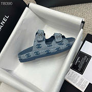 Kitlife Chanel Blue Denim CC Velcro Dad Chain CC Slide Sandals - 4