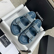 Kitlife Chanel Blue Denim CC Velcro Dad Chain CC Slide Sandals - 3