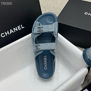 Kitlife Chanel Blue Denim CC Velcro Dad Chain CC Slide Sandals - 5
