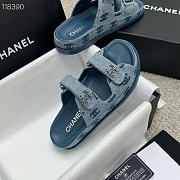 Kitlife Chanel Blue Denim CC Velcro Dad Chain CC Slide Sandals - 2