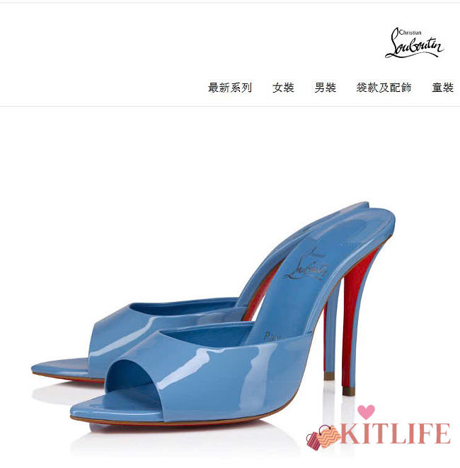 Kitlife Christian Louboutin Patent Miss Z 100 Mules in Blue - 1