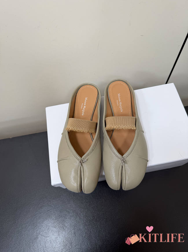 Kitlife Maison Margiela Tabi Leather Ballerina Mules Grey - 1