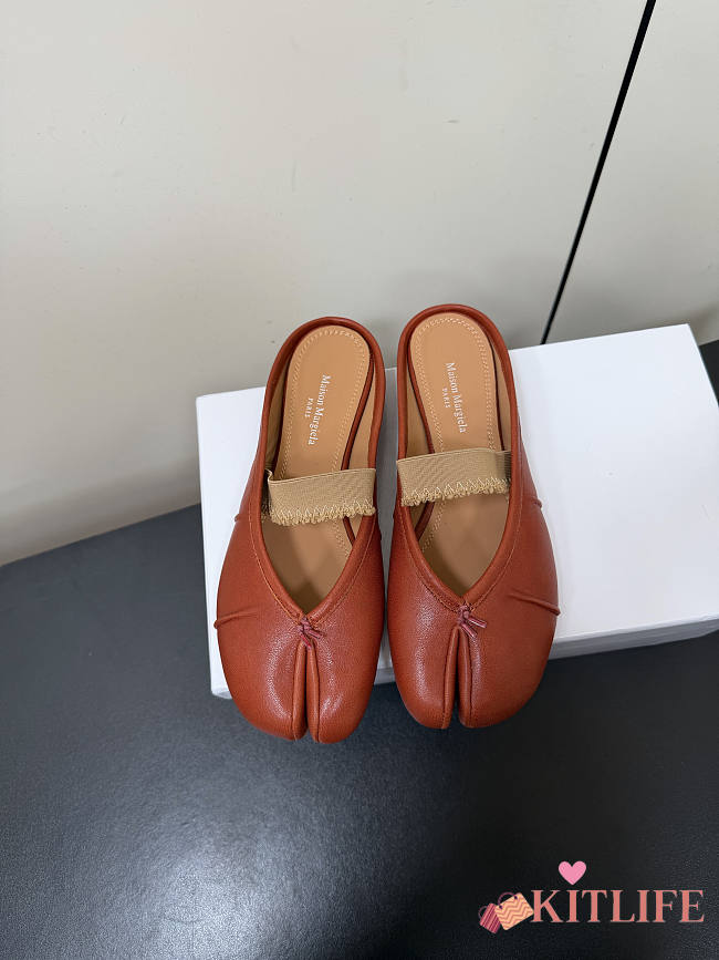 Kitlife Maison Margiela Tabi Leather Ballerina Mules Burnt Orange - 1