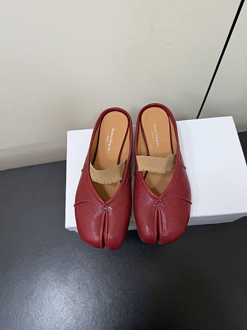 Kitlife Maison Margiela Tabi Leather Ballerina Mules Red