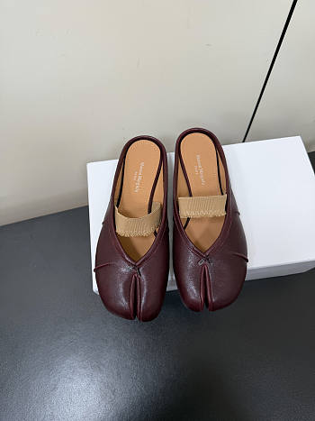 Kitlife Maison Margiela Tabi Leather Ballerina Mules Burgundy