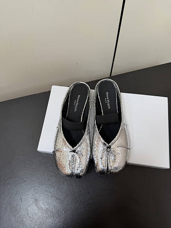 Kitlife Maison Margiela Tabi Leather Ballerina Mules Silver