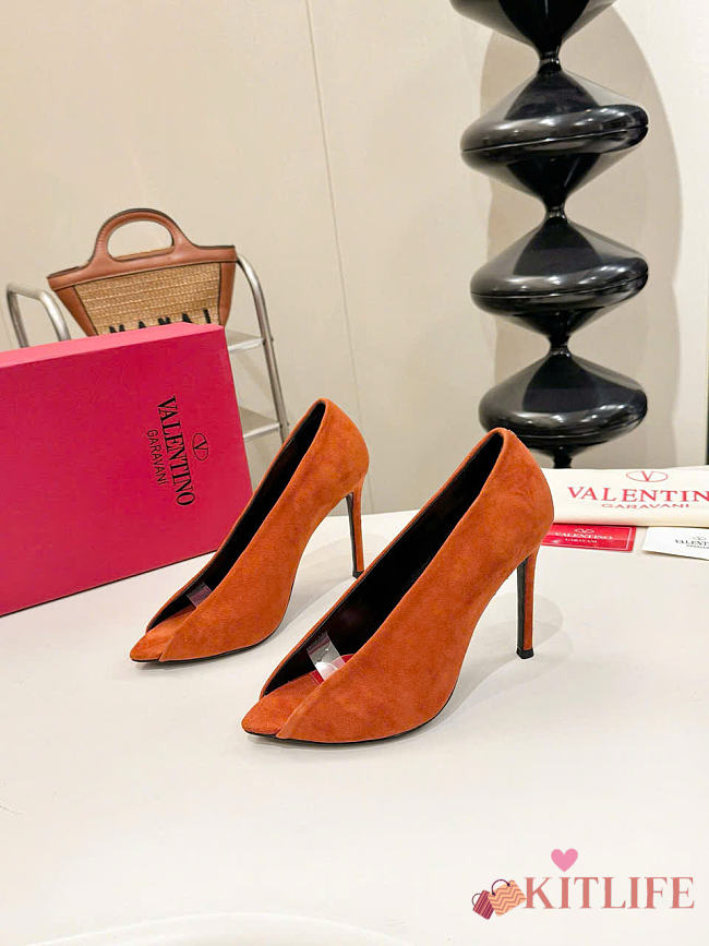 Kitlife Valentino Garavani Open-toe Révélé Suede Pumps 105mm Brown - 1