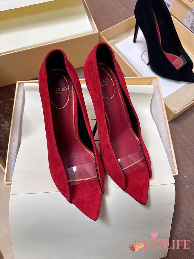 Kitlife Valentino Garavani Open-toe Révélé Suede Pumps 105mm Red - 1