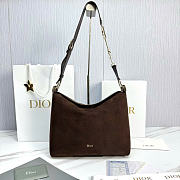 Kitlife Dior Large Diorly Bag Dark Brown Suede Cannage Calfskin M1412 31.5x25x8cm - 1