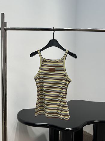 Kitlife Fendi Striped Ribbed Tank Top Brown & Yellow 