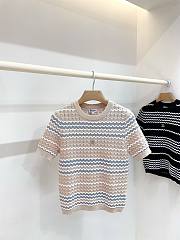 Kitlife Chanel 3D Wave Crochet Knit Short-Sleeve T-Shirt Beige - 1