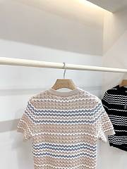 Kitlife Chanel 3D Wave Crochet Knit Short-Sleeve T-Shirt Beige - 5