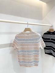 Kitlife Chanel 3D Wave Crochet Knit Short-Sleeve T-Shirt Beige - 4