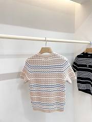 Kitlife Chanel 3D Wave Crochet Knit Short-Sleeve T-Shirt Beige - 2