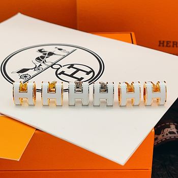 Kitlife Hermes White H Enamel Stud Earrings In Gold / Rose Gold / Silver