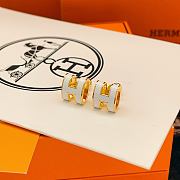 Kitlife Hermes White H Enamel Stud Earrings In Gold / Rose Gold / Silver - 5