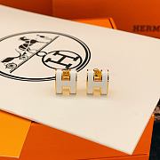 Kitlife Hermes White H Enamel Stud Earrings In Gold / Rose Gold / Silver - 3