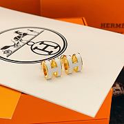 Kitlife Hermes White H Enamel Stud Earrings In Gold / Rose Gold / Silver - 2