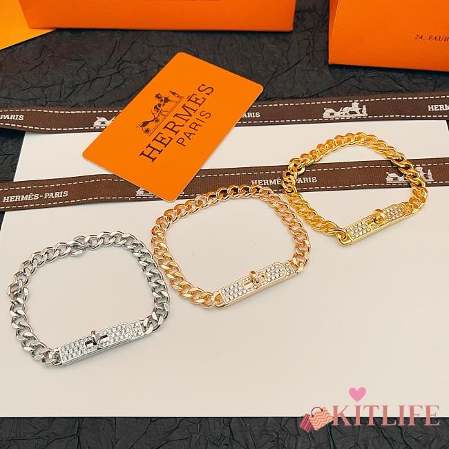 Kitlife Hermes Square Diamond-encrusted Bracelet in Gold / Rose Gold / Silver - 1