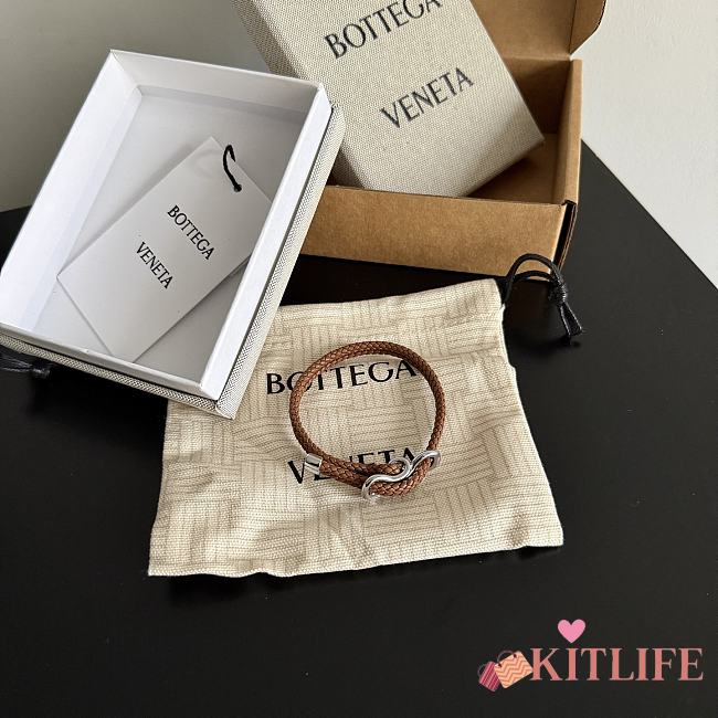 Kitlife Bottega Veneta Woven Brown Leather Bracelet 23cm - 1