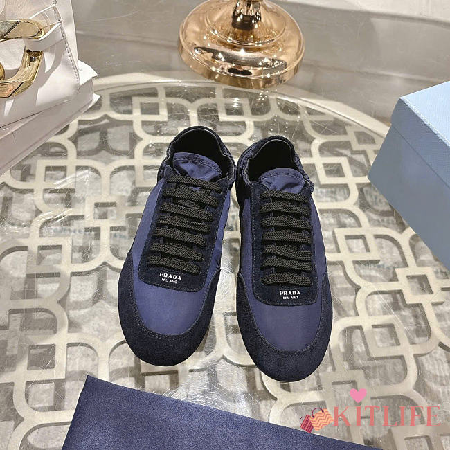 Kitlife Prada Collapse Re-Nylon and Suede Sneakers Dark Blue  - 1