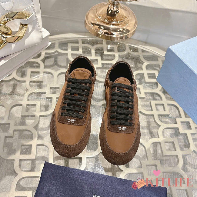 Kitlife Prada Collapse Re-Nylon and Suede Sneakers Brown - 1