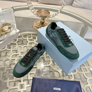 Kitlife Prada Collapse Re-Nylon and Suede Sneakers Green