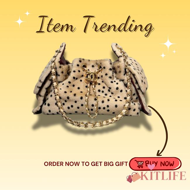Kitlife Chanel 25C Drawstring Mini Handbag Beige Sheepskin & Gold-plated Metal  AS5631 20x22x12.5cm   - 1