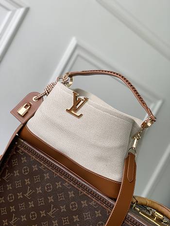 Kitlife Louis Vuitton Capucines Weekender Small Bag Beige & Brown M28438 33x19x9cm