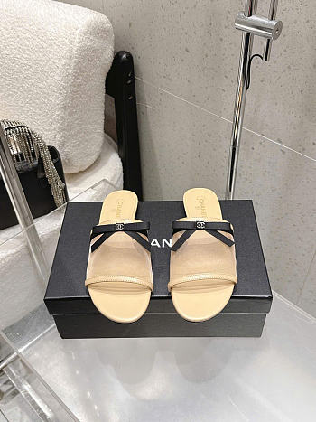 Kitlife Chanel Bow-tie Mesh Mules Beige