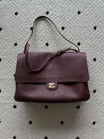 Kitlife Chanel Maxi Flap Bag Burgundy Gold Hardware AS6233 26x38.5x11cm