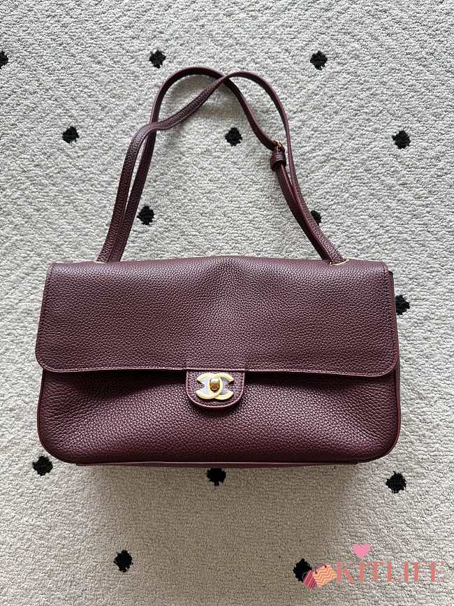 Kitlife Chanel Maxi Flap Bag Burgundy Gold Hardware AS6231 32x19x10cm - 1