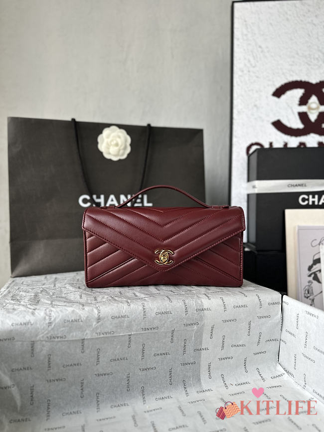 Kitlife Chanel 26X Envelope Bag Burgundy AS6044 10x26x5cm - 1