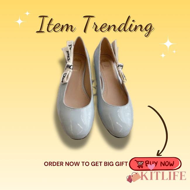 Kitlife Dior J'Adior Ballet Flat Light Blue Patent Calfskin - 1