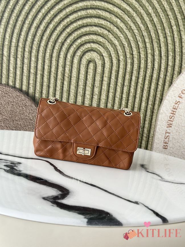 Kitlife Chanel Lambskin Quilted Crush 2.55 Reissue 225 Flap Brown 24×16×7.5cm - 1